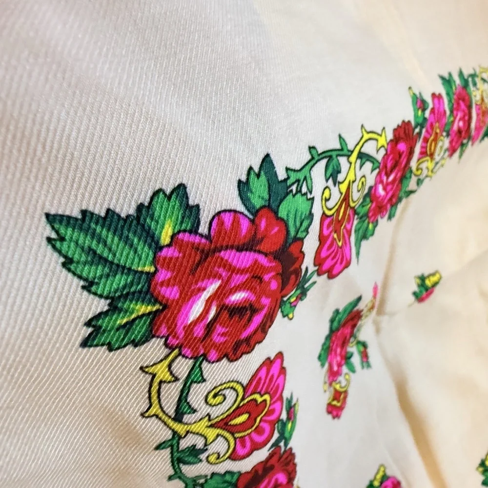 Vintage Alunia 100% virgin wool scarf Floral Made In Japan